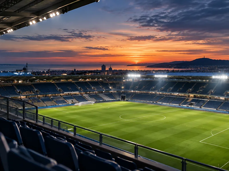Aerial view of a modern stadium