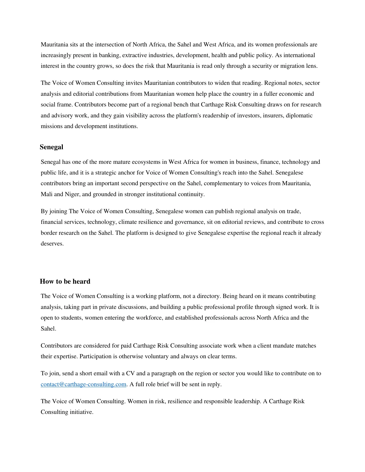 The Voice of Women Consulting, page 3 of 3